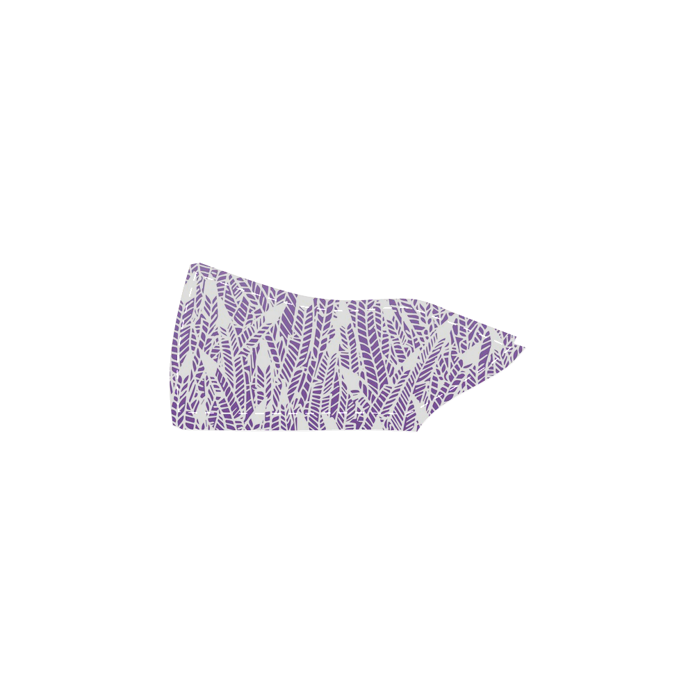 purple ombre feathers pattern white Women's Slip-on Canvas Shoes (Model 019)