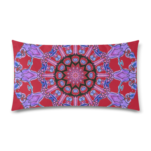 Violet Purple Beads, Jewels, Flowers Mandala Crimson Rectangle Pillow Case 20"x36"(Twin Sides)
