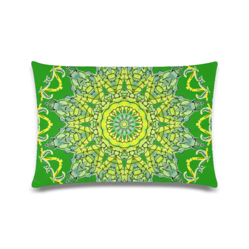 Lime Green Yellow Leaves Star Matrix Mandala Green Custom Zippered Pillow Case 16"x24"(Twin Sides)