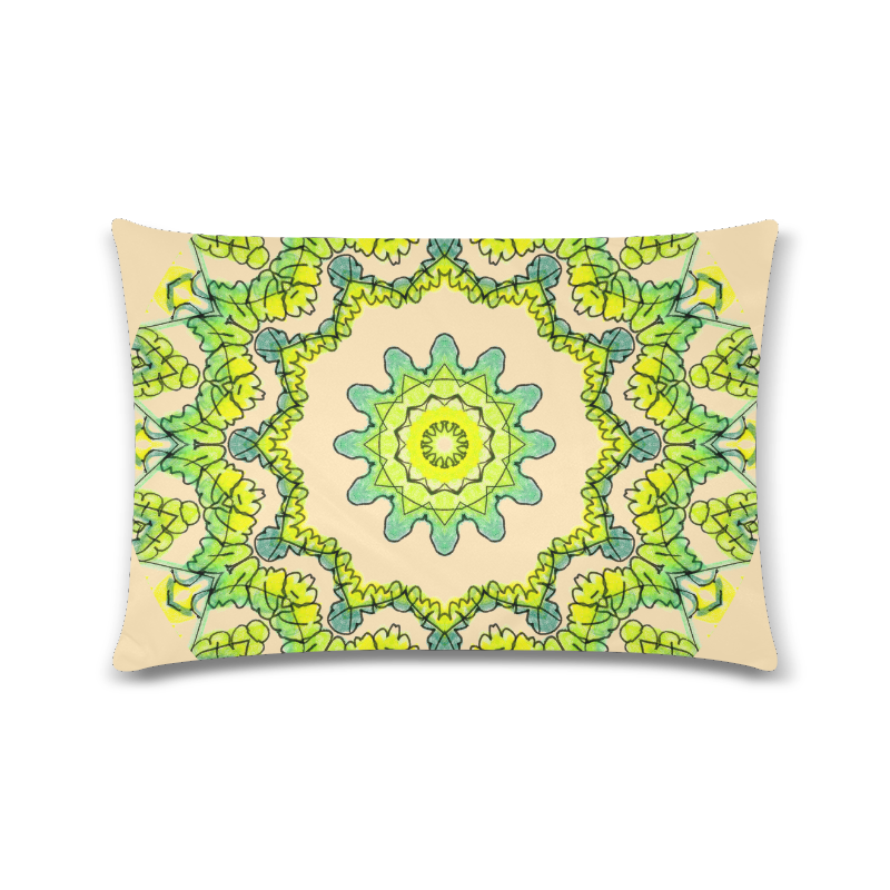 Glowing Green Leaves Flower Arches Star Mandala Peach Custom Zippered ...