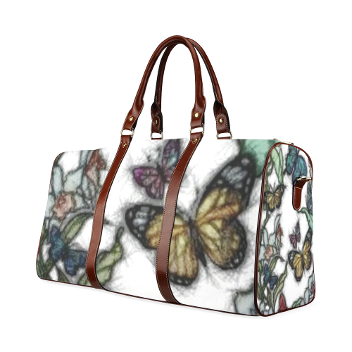 Butterflies and Flowers Waterproof Travel Bag/Large (Model 1639)