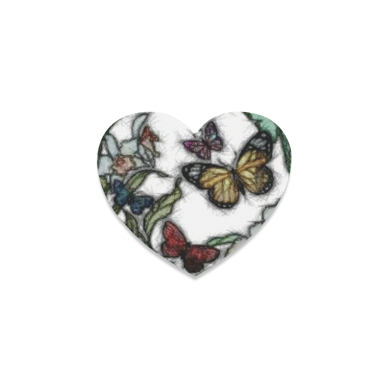 Butterflies and Flowers Heart Coaster