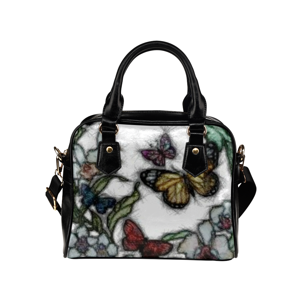 Butterflies and Flowers Shoulder Handbag (Model 1634)