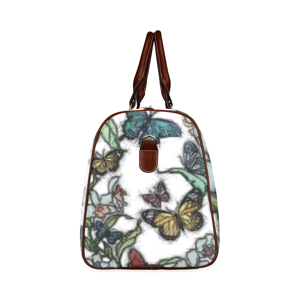 Butterflies and Flowers Waterproof Travel Bag/Large (Model 1639)