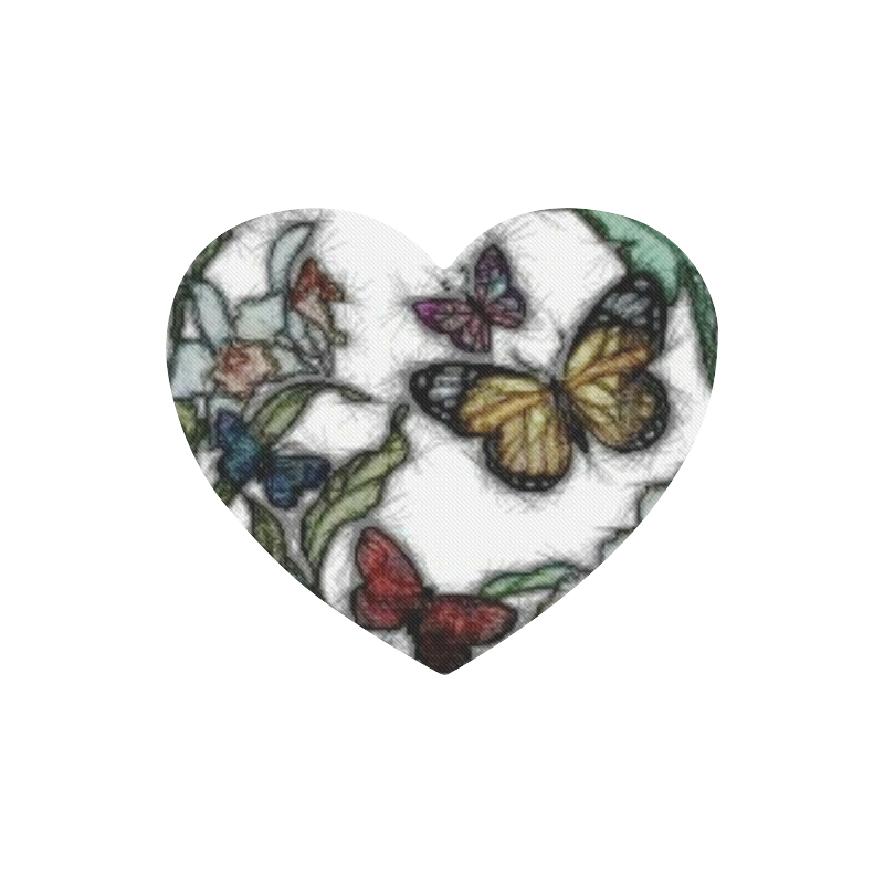Butterflies and Flowers Heart-shaped Mousepad
