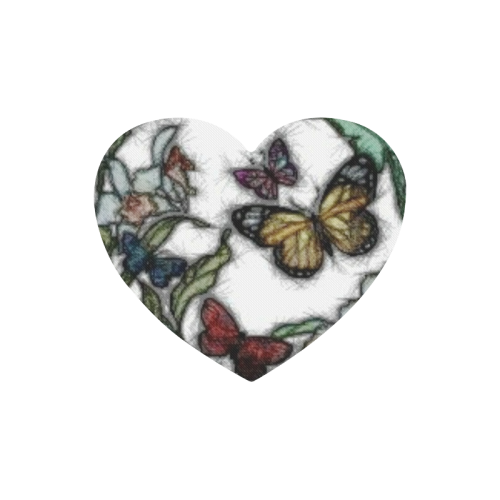 Butterflies and Flowers Heart-shaped Mousepad