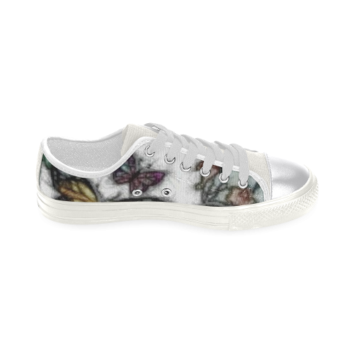 Butterflies and Flowers Women's Classic Canvas Shoes (Model 018)