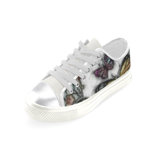 Butterflies and Flowers Women's Classic Canvas Shoes (Model 018)