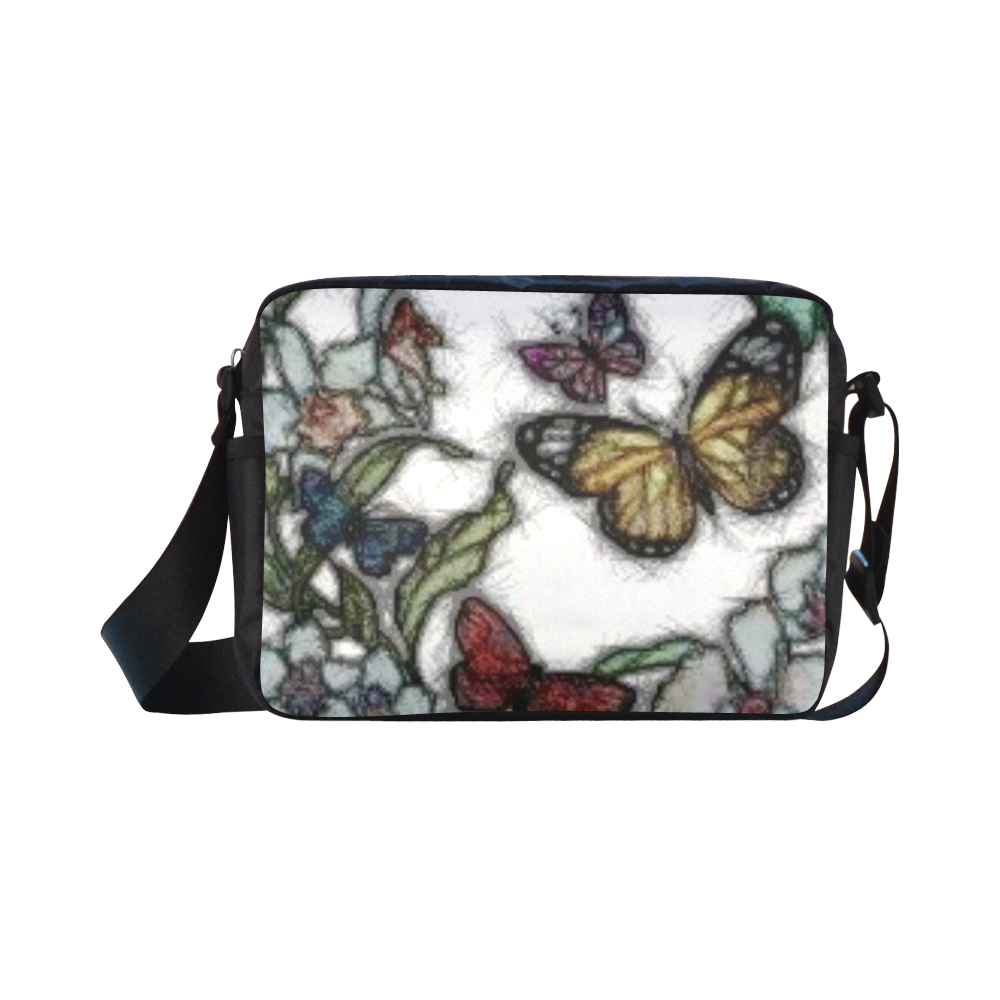 Butterflies and Flowers Classic Cross-body Nylon Bags (Model 1632)