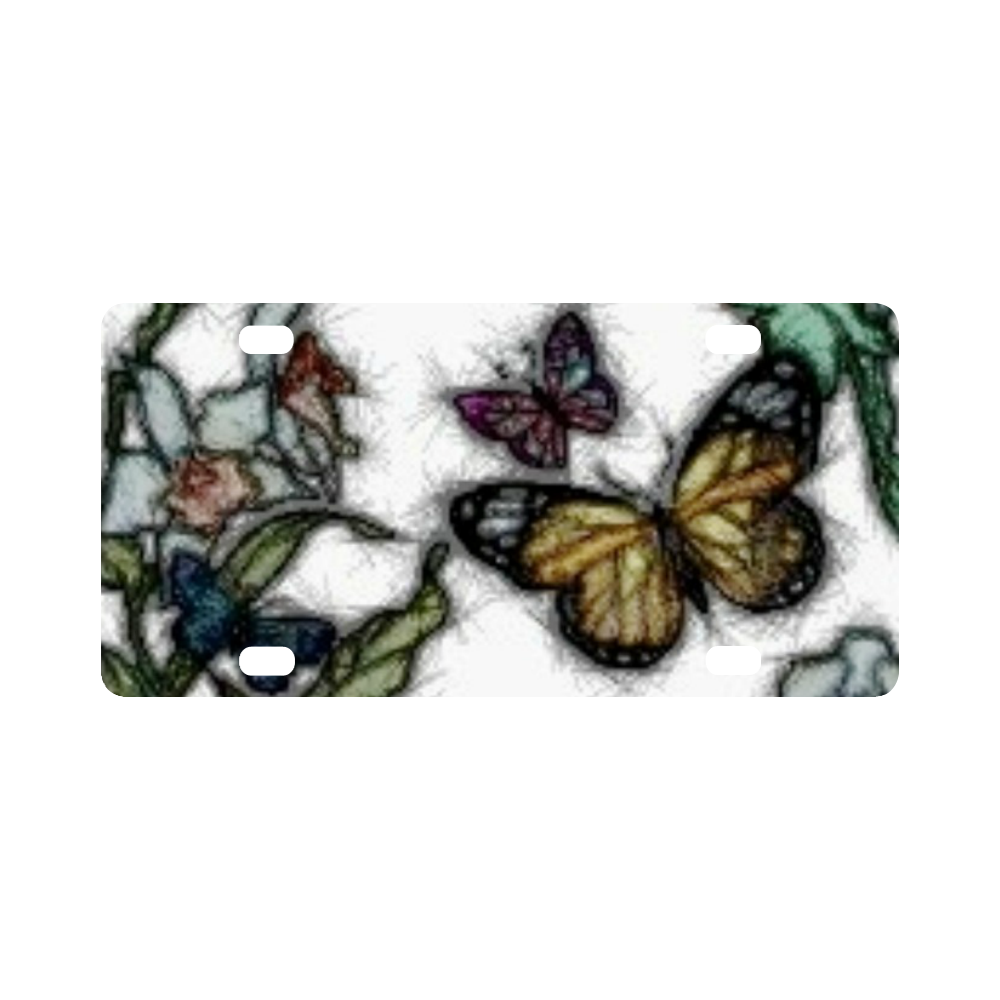 Butterflies and Flowers Classic License Plate