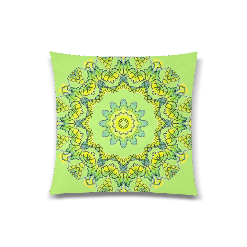 Glowing Green Leaves Flower Arches Star Mandala Spring Bud Custom Zippered Pillow Case 20"x20"(Twin Sides)