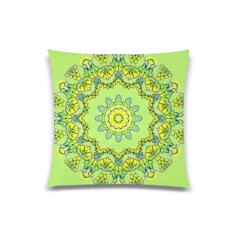 Glowing Green Leaves Flower Arches Star Mandala Spring Bud Custom Zippered Pillow Case 20"x20"(Twin Sides)