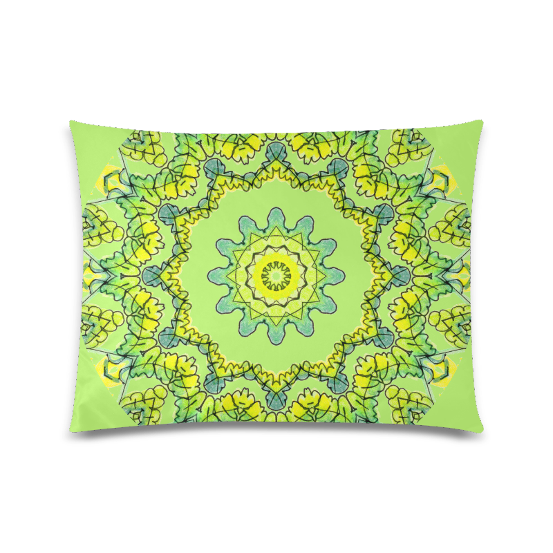 Glowing Green Leaves Flower Arches Star Mandala Spring Bud Custom Zippered Pillow Case 20"x26"(Twin Sides)