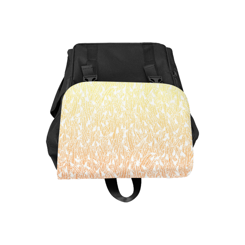 yellow orange ombre feather pattern white Casual Shoulders Backpack (Model 1623)