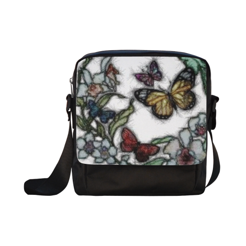 Butterflies and Flowers Crossbody Nylon Bags (Model 1633)