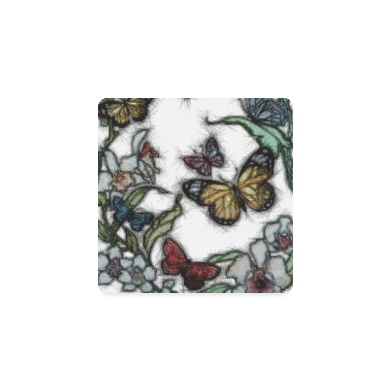 Butterflies and Flowers Square Coaster