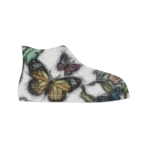 Butterflies and Flowers Women's Classic High Top Canvas Shoes (Model 017)
