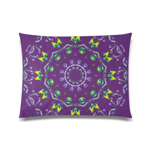 Green Yellow Purple Leaves Bugs Mystical Matrix Plum Purple Custom Zippered Pillow Case 20"x26"(Twin Sides)