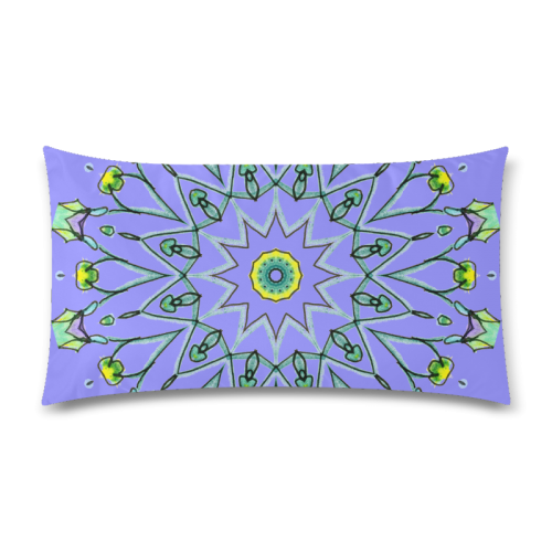 Green Vines Leaves Star Wheel Matrix Mandala Iris Rectangle Pillow Case 20"x36"(Twin Sides)