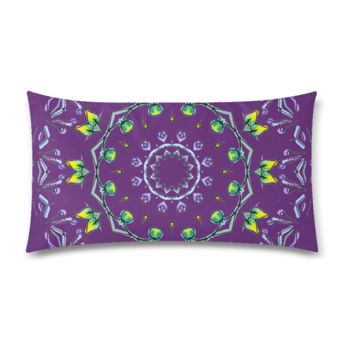 Green Yellow Purple Leaves Bugs Mystical Matrix Plum Purple Rectangle Pillow Case 20"x36"(Twin Sides)
