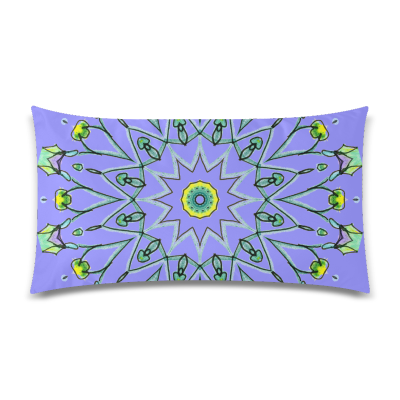 Green Vines Leaves Star Wheel Matrix Mandala Iris Rectangle Pillow Case 20"x36"(Twin Sides)