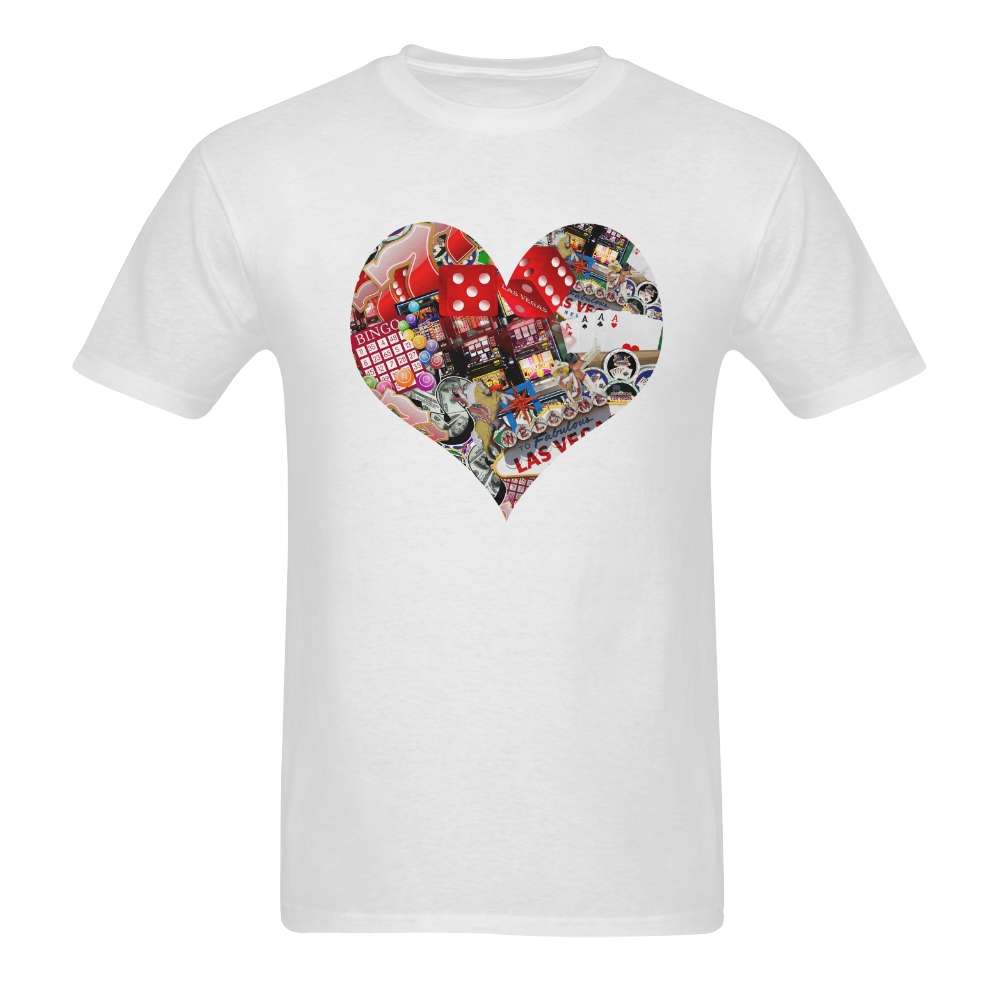 Heart - Las Vegas Playing Card Shape Sunny Men's T- shirt (Model T06)