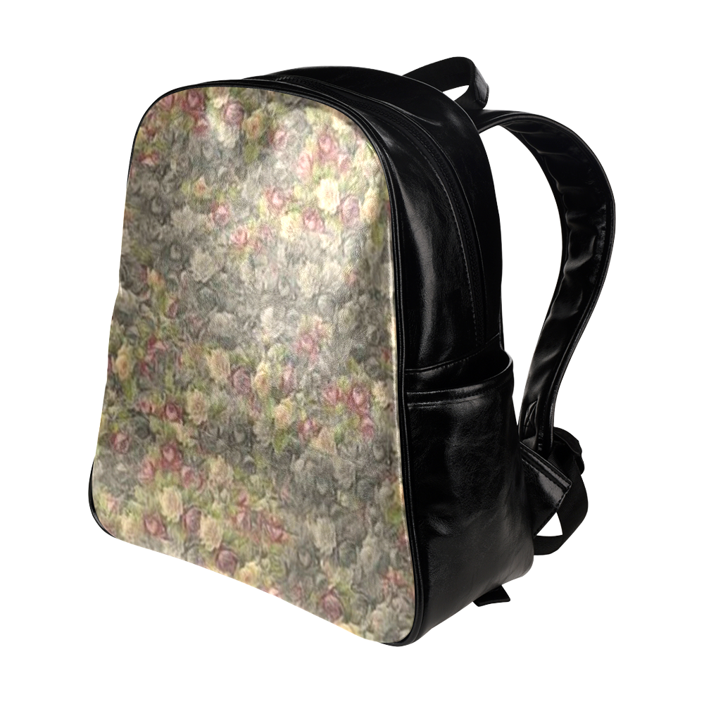 Vintage Gothic Rose Brown Multi-Pockets Backpack (Model 1636)