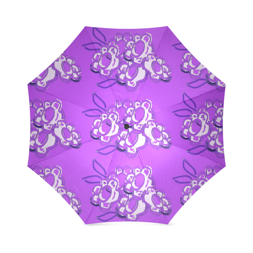 Zappy Purple Flowers Foldable Umbrella (Model U01)