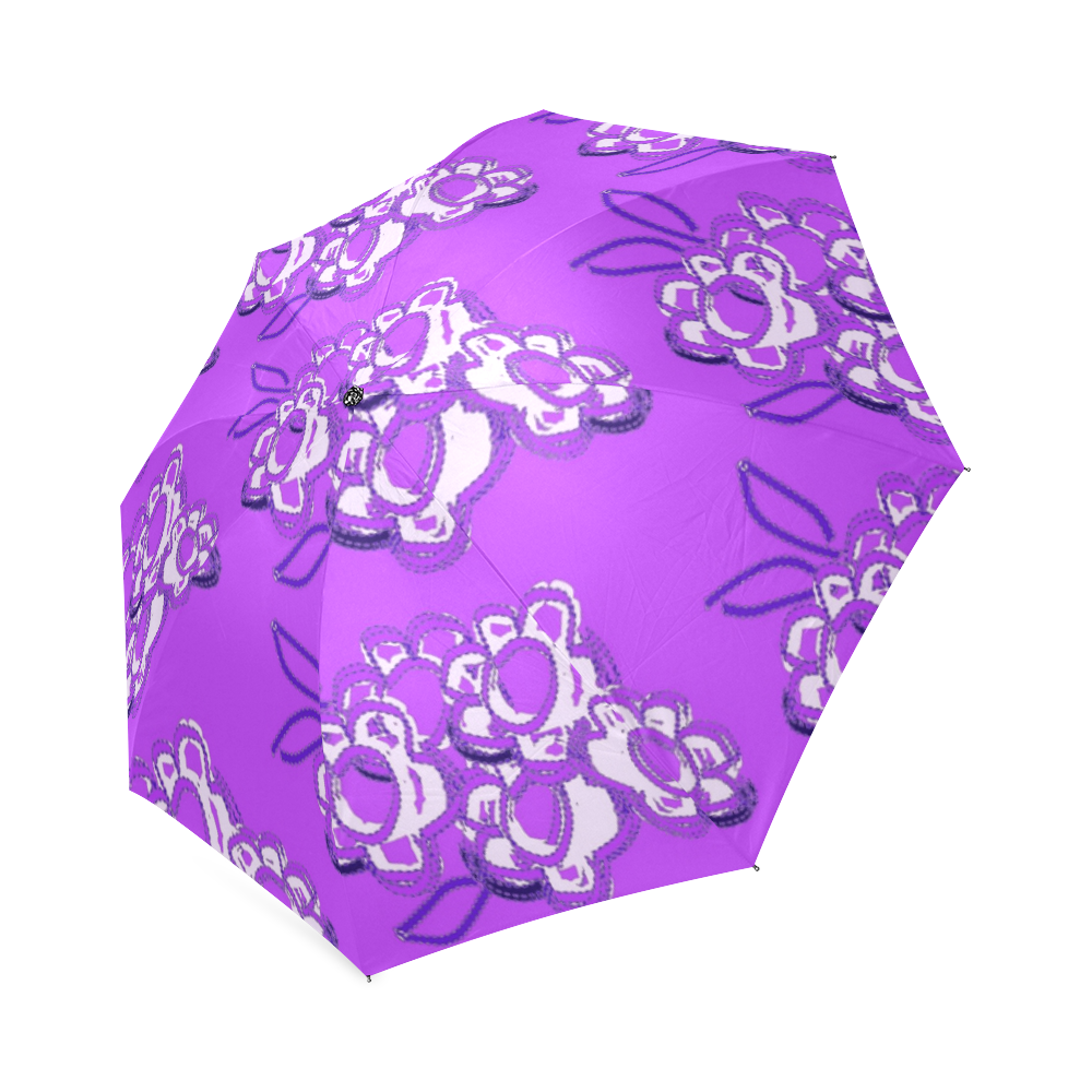 Zappy Purple Flowers Foldable Umbrella (Model U01)