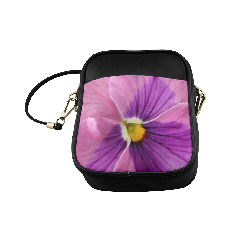 Pink and Purple Pansy Sling Bag (Model 1627)