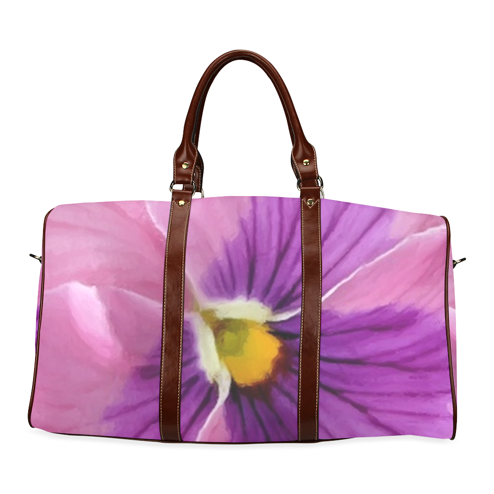 Pink and Purple Pansy Waterproof Travel Bag/Small (Model 1639)