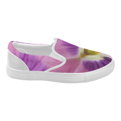Pink and Purple Pansy Women's Slip-on Canvas Shoes (Model 019)