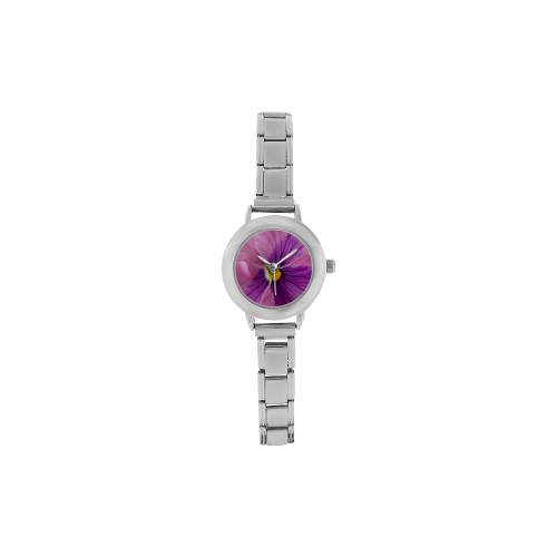 Pink and Purple Pansy Women's Italian Charm Watch(Model 107)