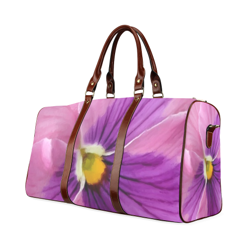 Pink and Purple Pansy Waterproof Travel Bag/Small (Model 1639)