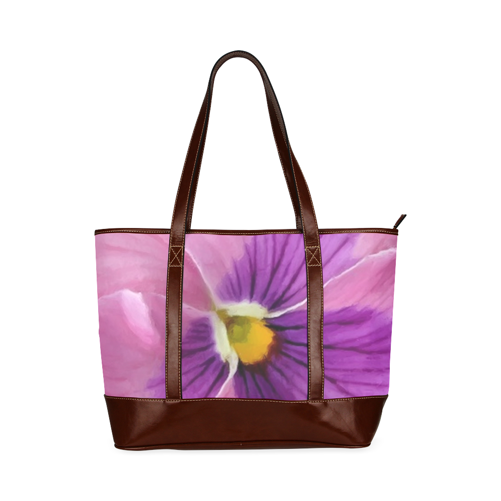 Pink and Purple Pansy Tote Handbag (Model 1642)