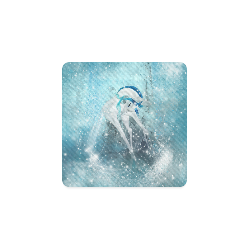 Snowflake Unicorn Square Coaster