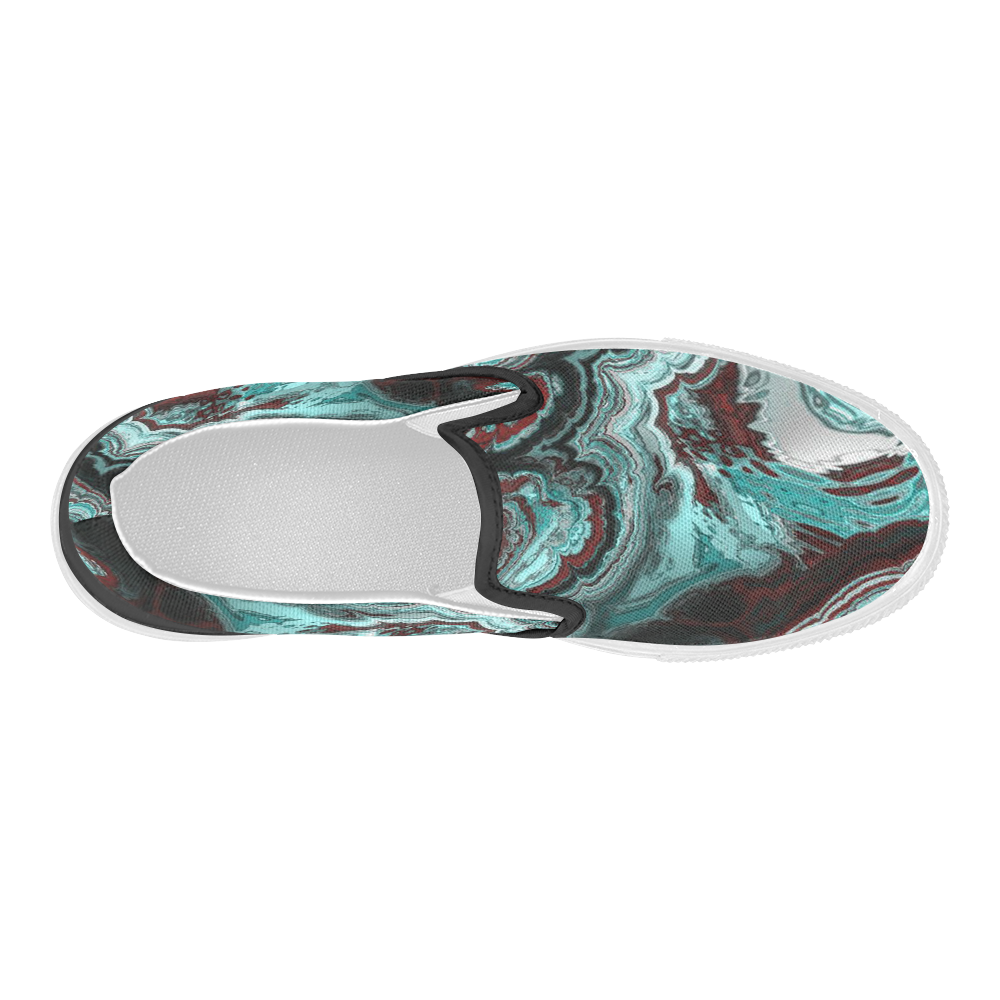 Awesome fractal marbled 05 Women's Slip-on Canvas Shoes (Model 019)