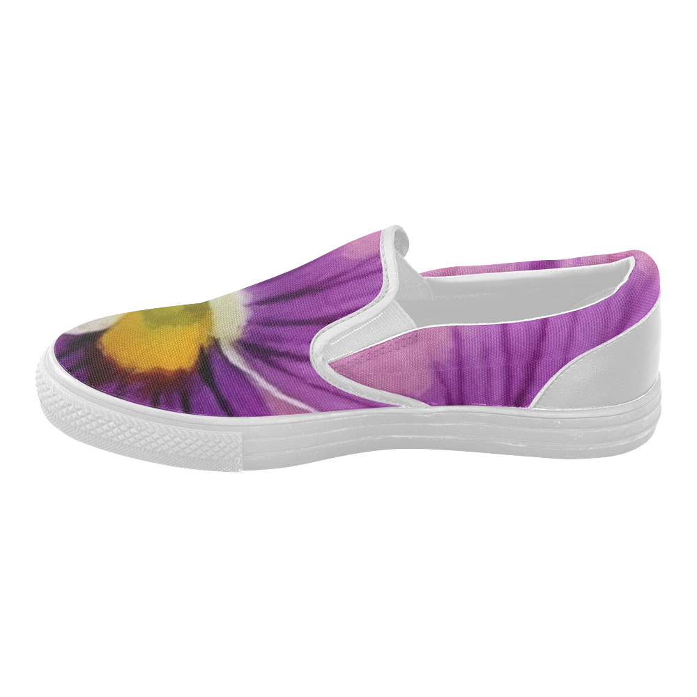 Pink and Purple Pansy Women's Slip-on Canvas Shoes (Model 019)