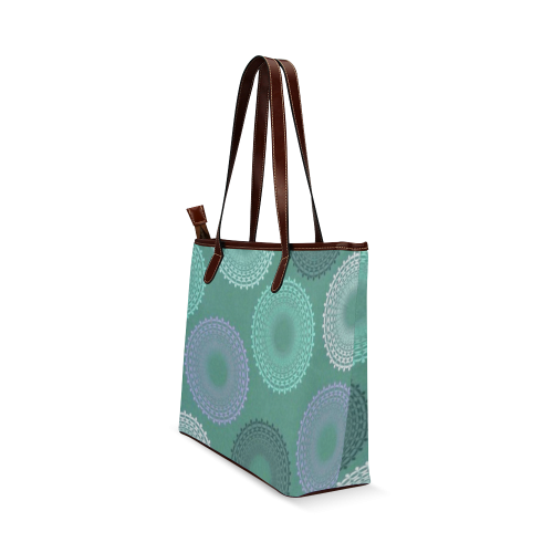 Teal Sea Foam Green Lace Doily Shoulder Tote Bag (Model 1646)