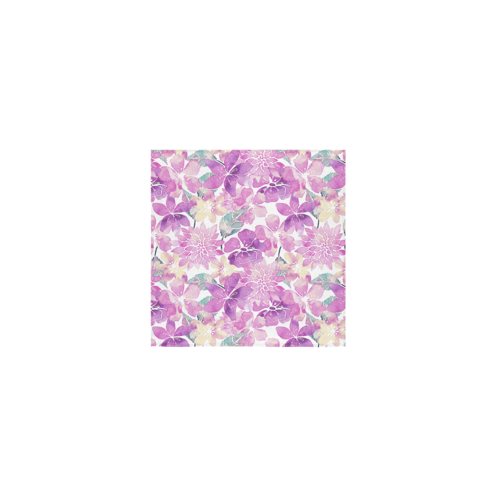 Pastel Watercolor Flower Pattern Square Towel 13“x13”