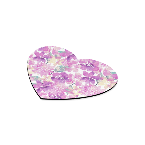 Pastel Watercolor Flower Pattern Heart-shaped Mousepad