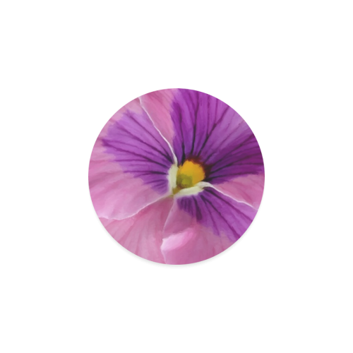 Pink and Purple Pansy Round Coaster