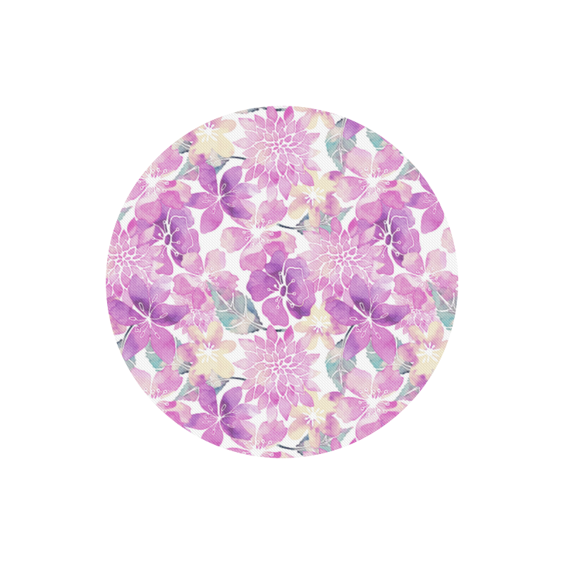 Pastel Watercolor Flower Pattern Round Mousepad