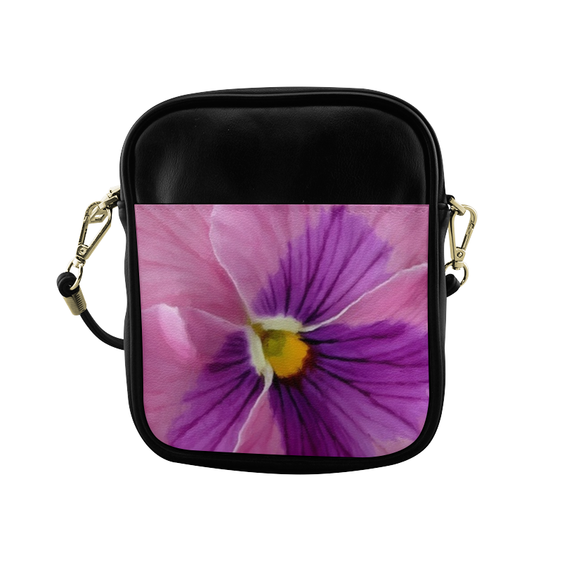 Pink and Purple Pansy Sling Bag (Model 1627)