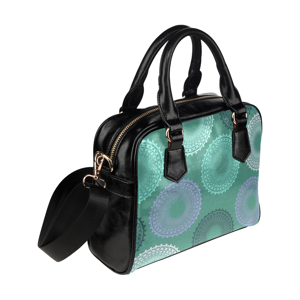 Teal Sea Foam Green Lace Doily Shoulder Handbag (Model 1634)