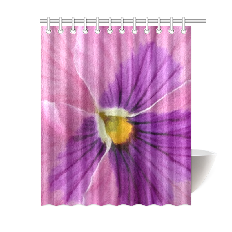 Pink and Purple Pansy Shower Curtain 60"x72"