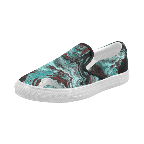 Awesome fractal marbled 05 Women's Slip-on Canvas Shoes (Model 019)