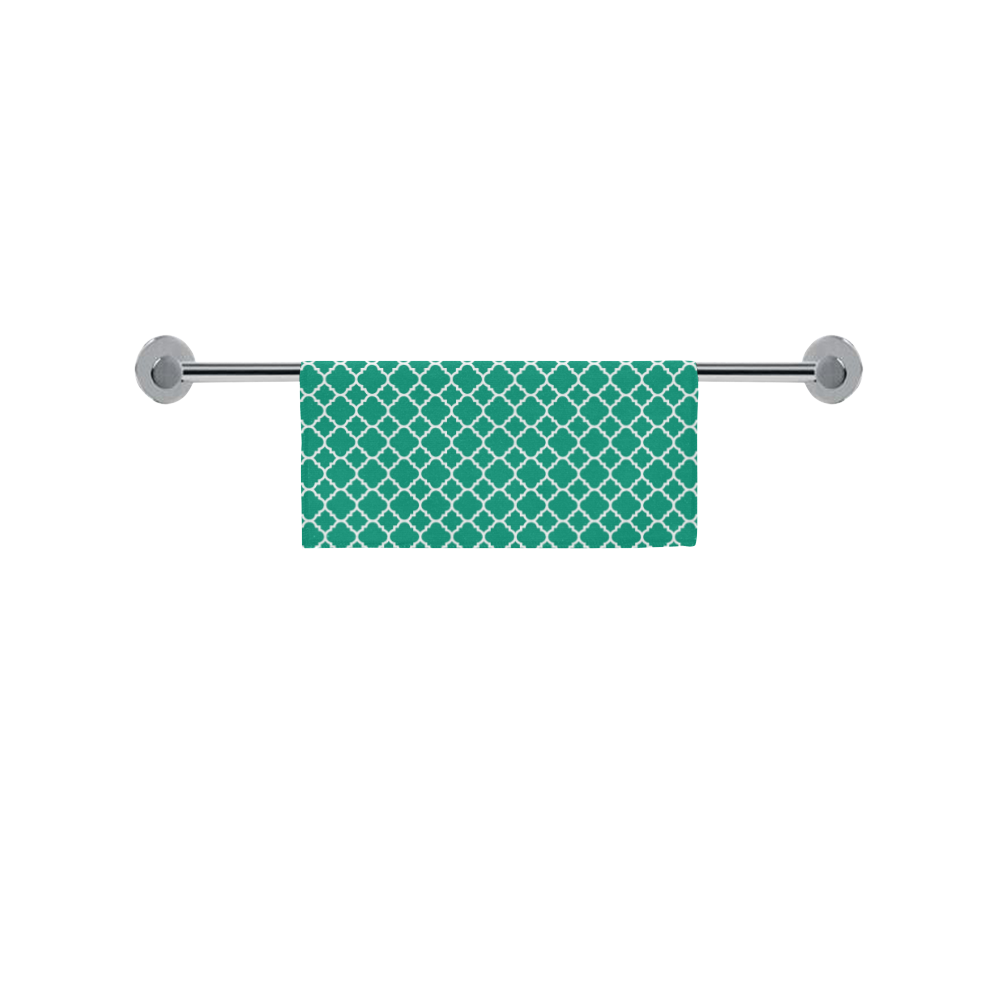 emerald green white quatrefoil classic pattern Square Towel 13“x13”