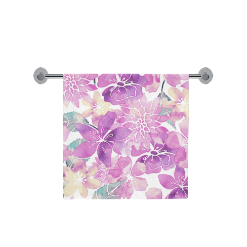 Pastel Watercolor Flower Pattern Bath Towel 30"x56"