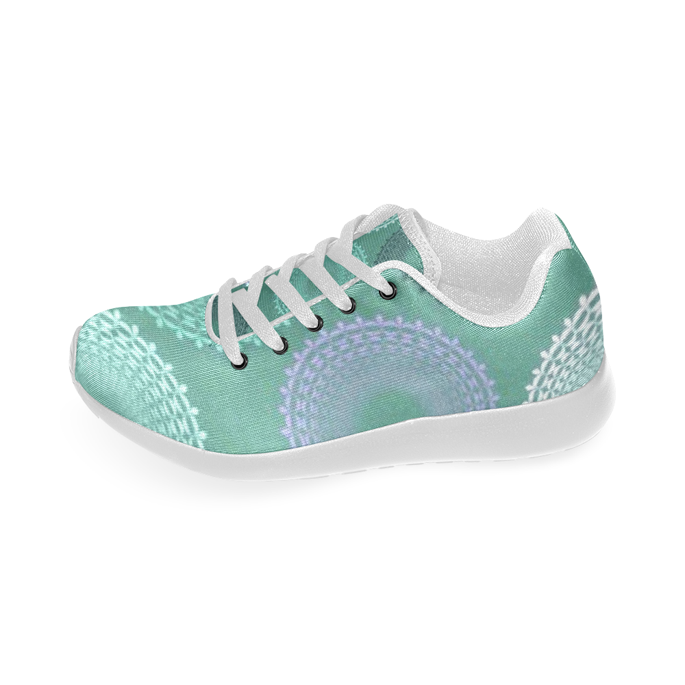 Teal Sea Foam Green Lace Doily Women’s Running Shoes (Model 020)